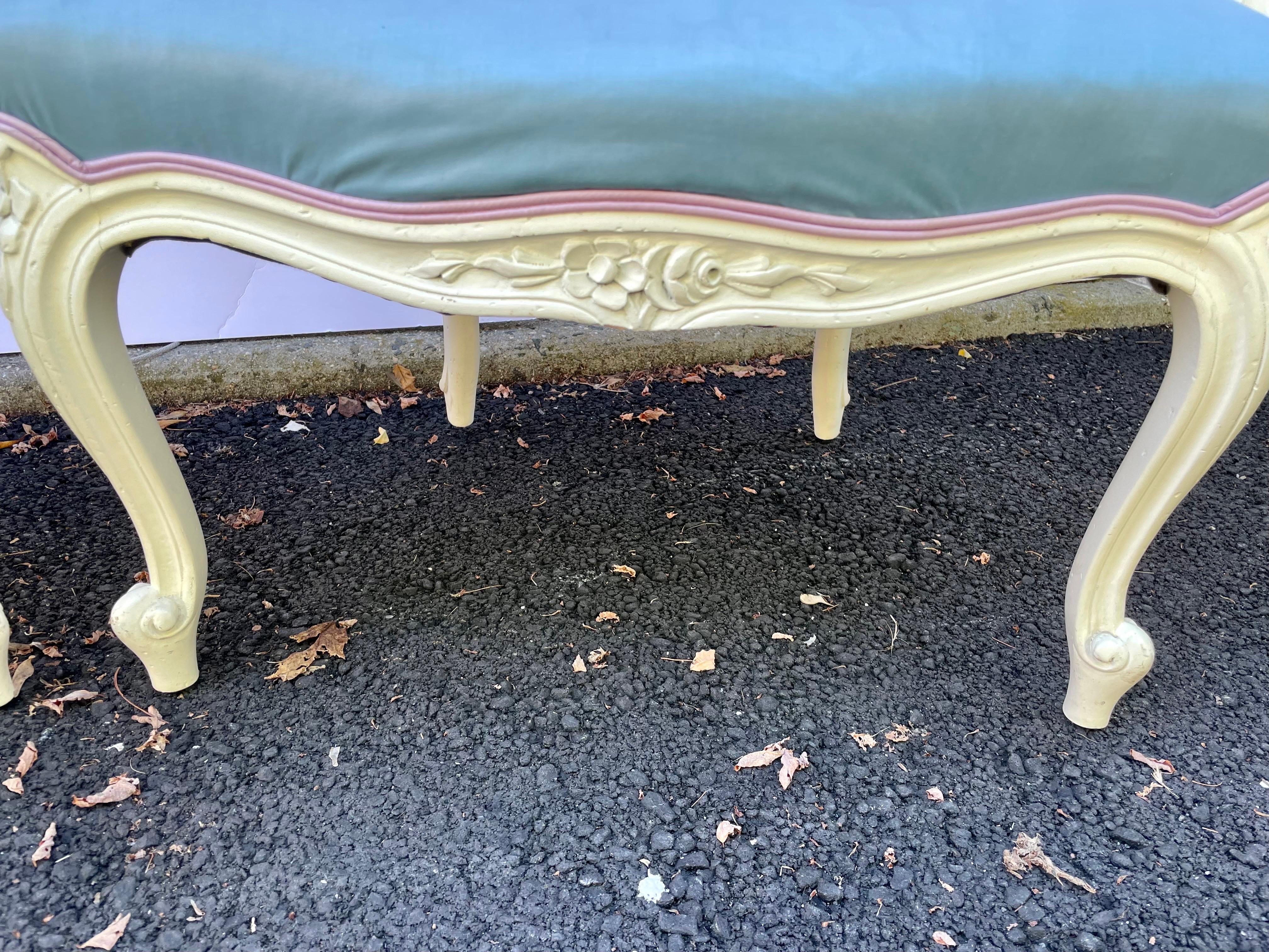 Pair Painted French Louis XV Style Carved Arm Chairs 3