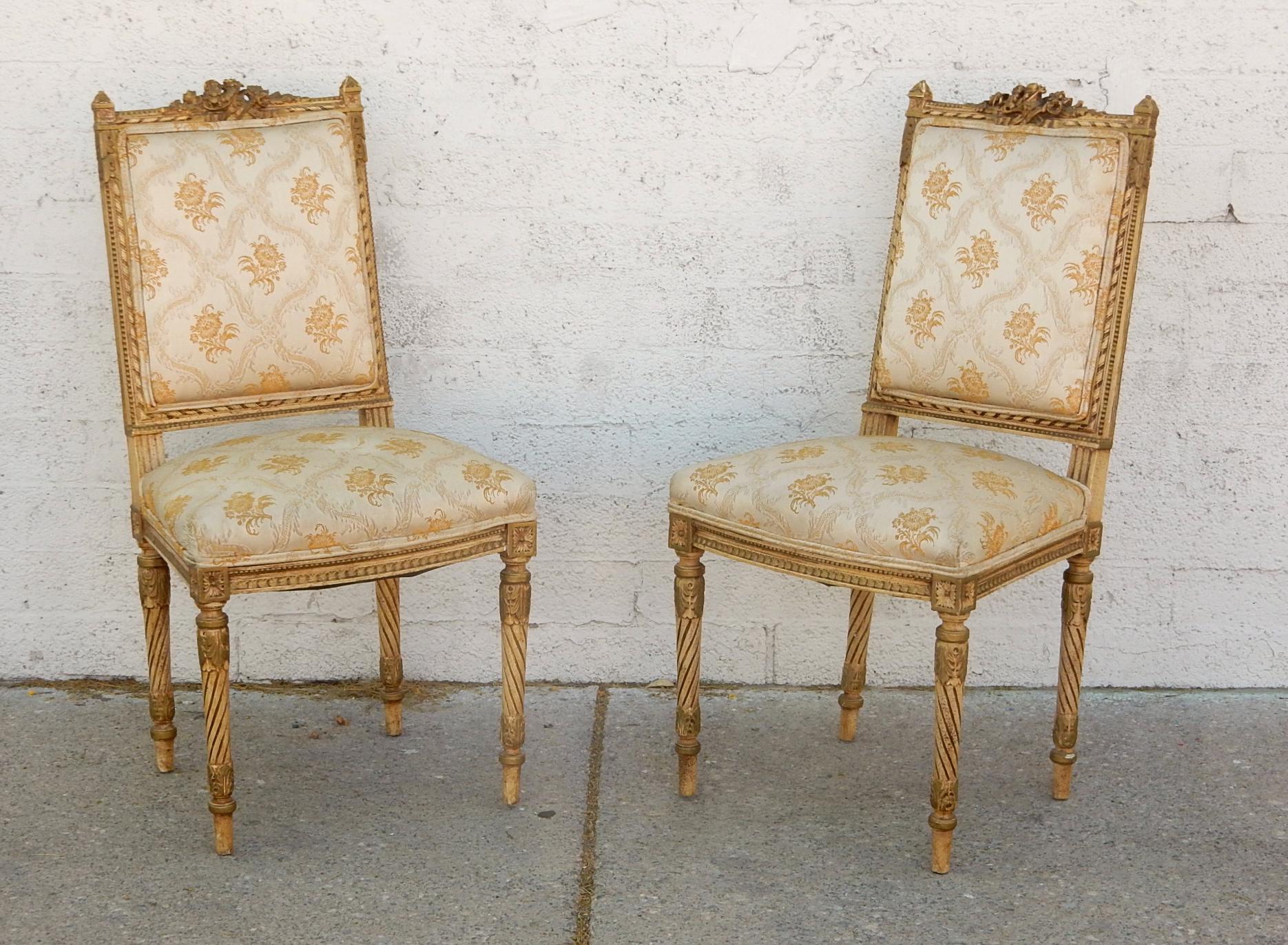 Pair of Painted Louis XVI Parlor Chairs For Sale 5