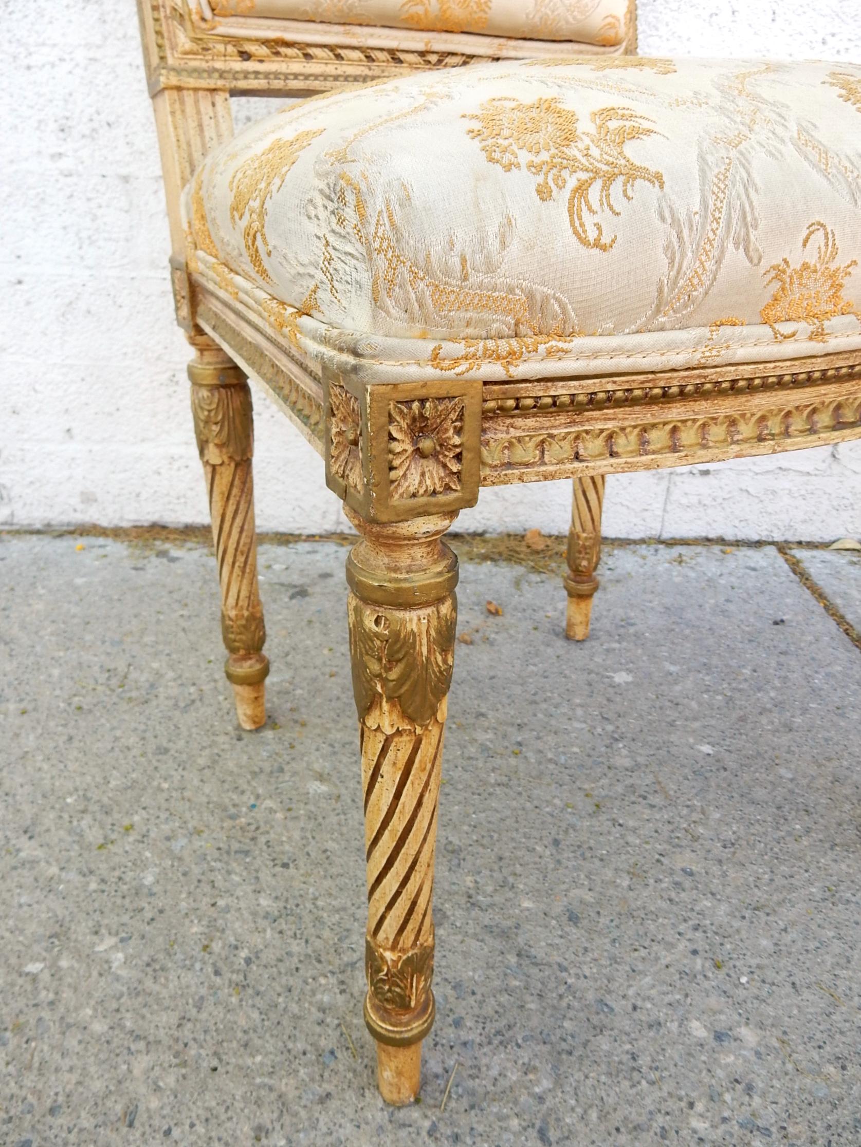 Upholstery Pair of Painted Louis XVI Parlor Chairs For Sale