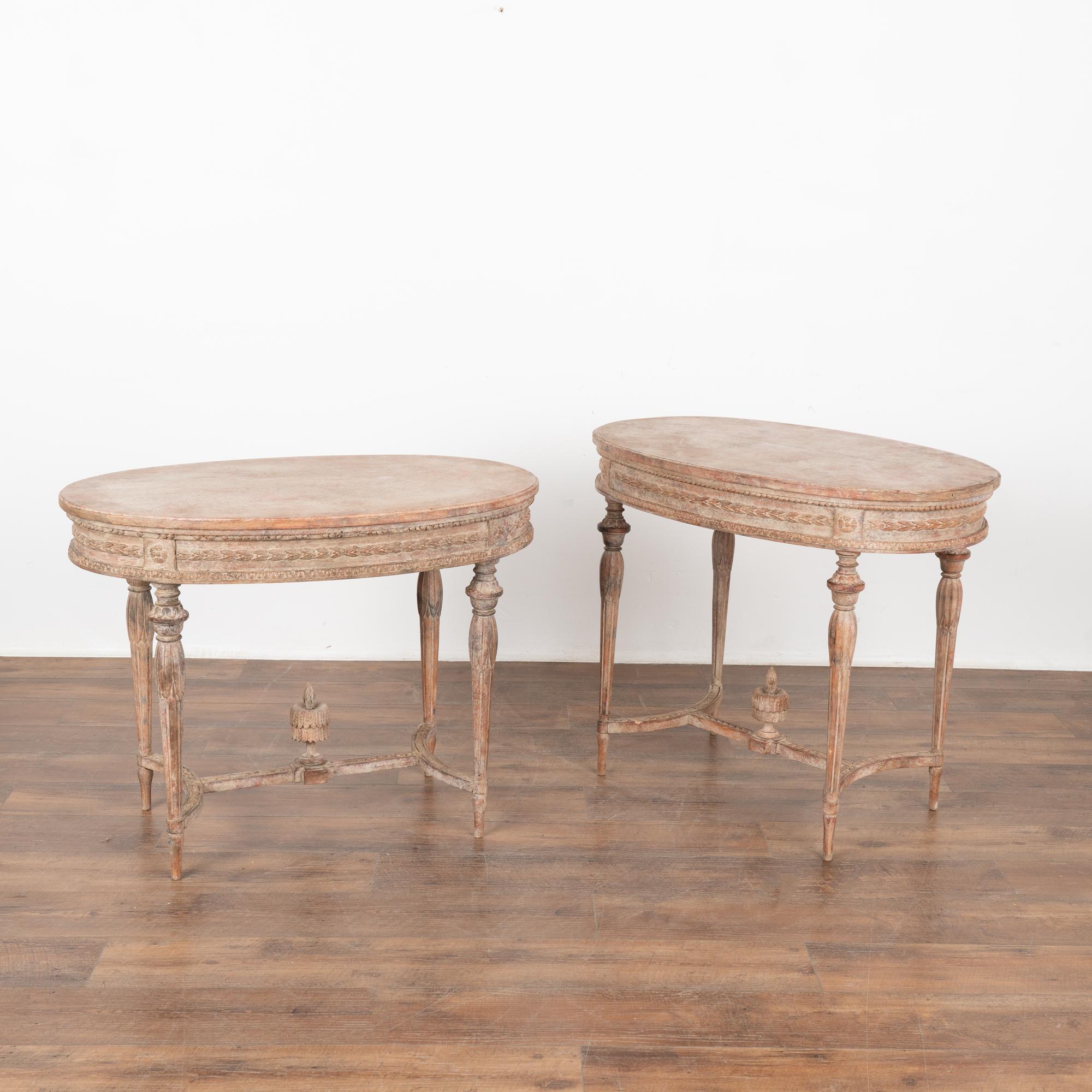 Pair, Painted Oval Swedish Side Tables, circa 1890 For Sale 8