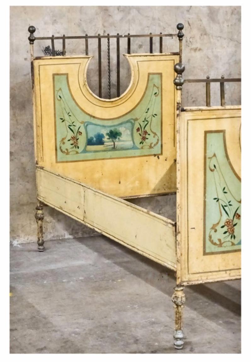 Pair Painted Tole Beds, Late 19th c. For Sale 1
