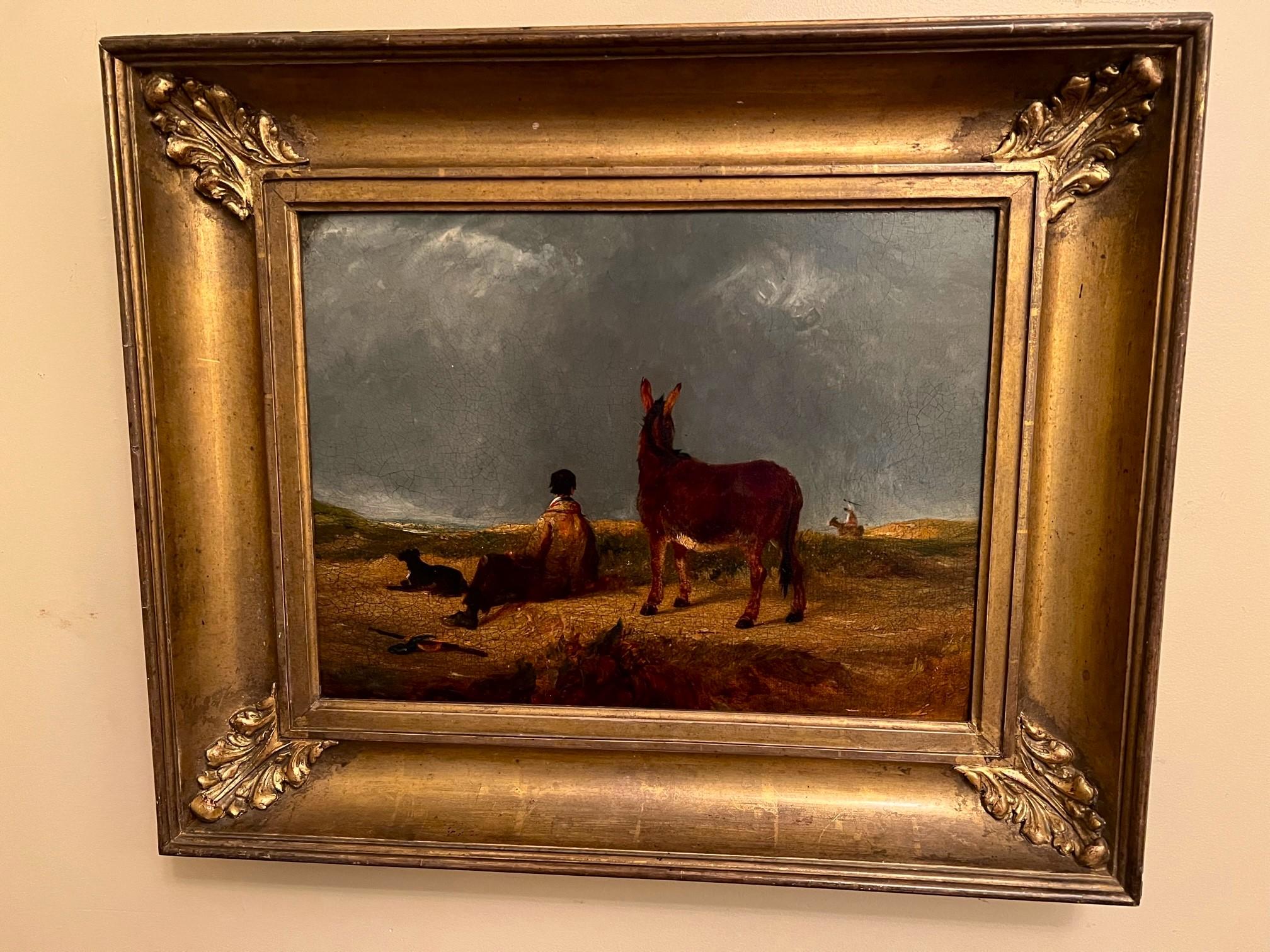 Anglais Paire de peintures « Donkeys in the Dunes » de J. N. Rhodes(1809-1842), datée 1836, Royaume-Uni  en vente