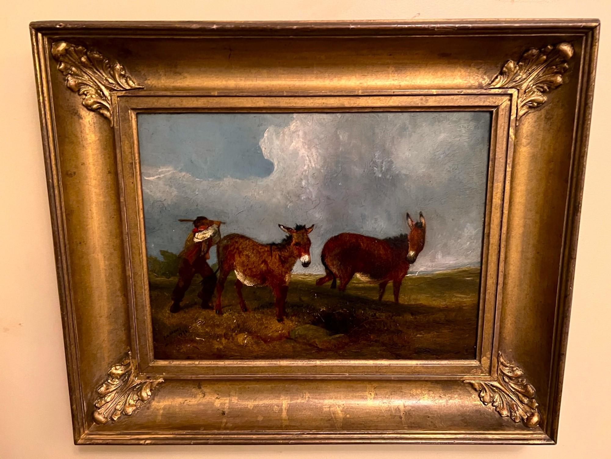 Peint Paire de peintures « Donkeys in the Dunes » de J. N. Rhodes(1809-1842), datée 1836, Royaume-Uni  en vente