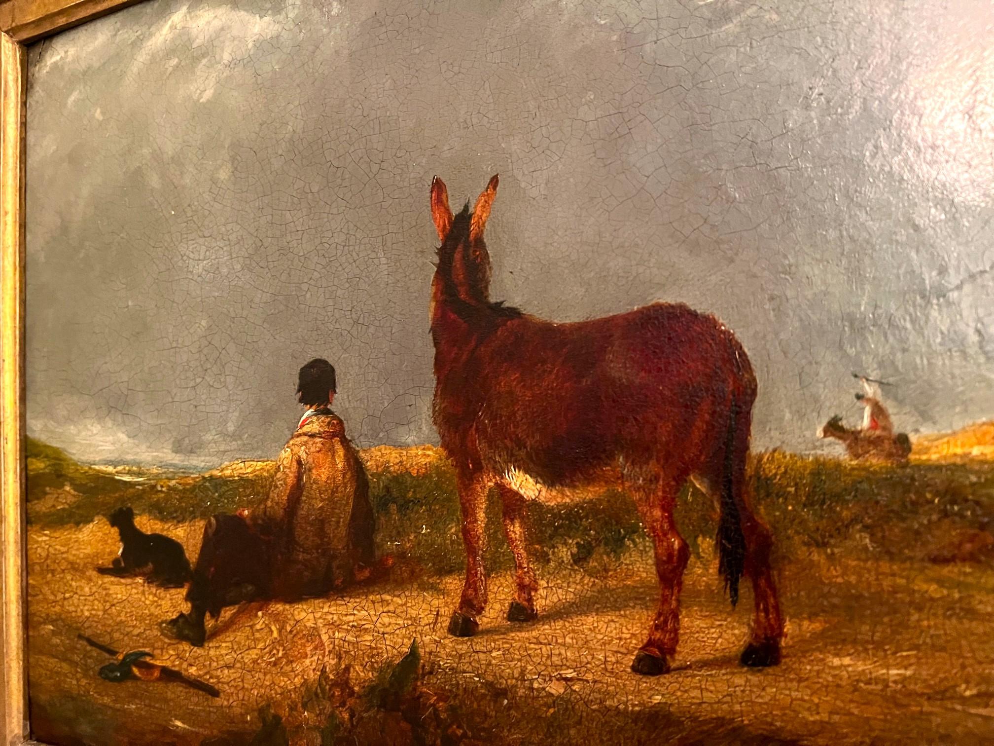 Paire de peintures « Donkeys in the Dunes » de J. N. Rhodes(1809-1842), datée 1836, Royaume-Uni  Bon état - En vente à Alexandria, VA