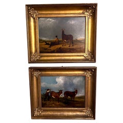 Pair Paintings, "Donkeys in the Dunes" J. N. Rhodes(1809-1842), Dated:1836, UK 