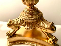 Pair Palace Size Empire Period Gilt Bronze Carrara Marble Candelabra Lamps