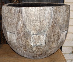 Pair of Palm Tree Carved Planters, Indonesia, Contemporary