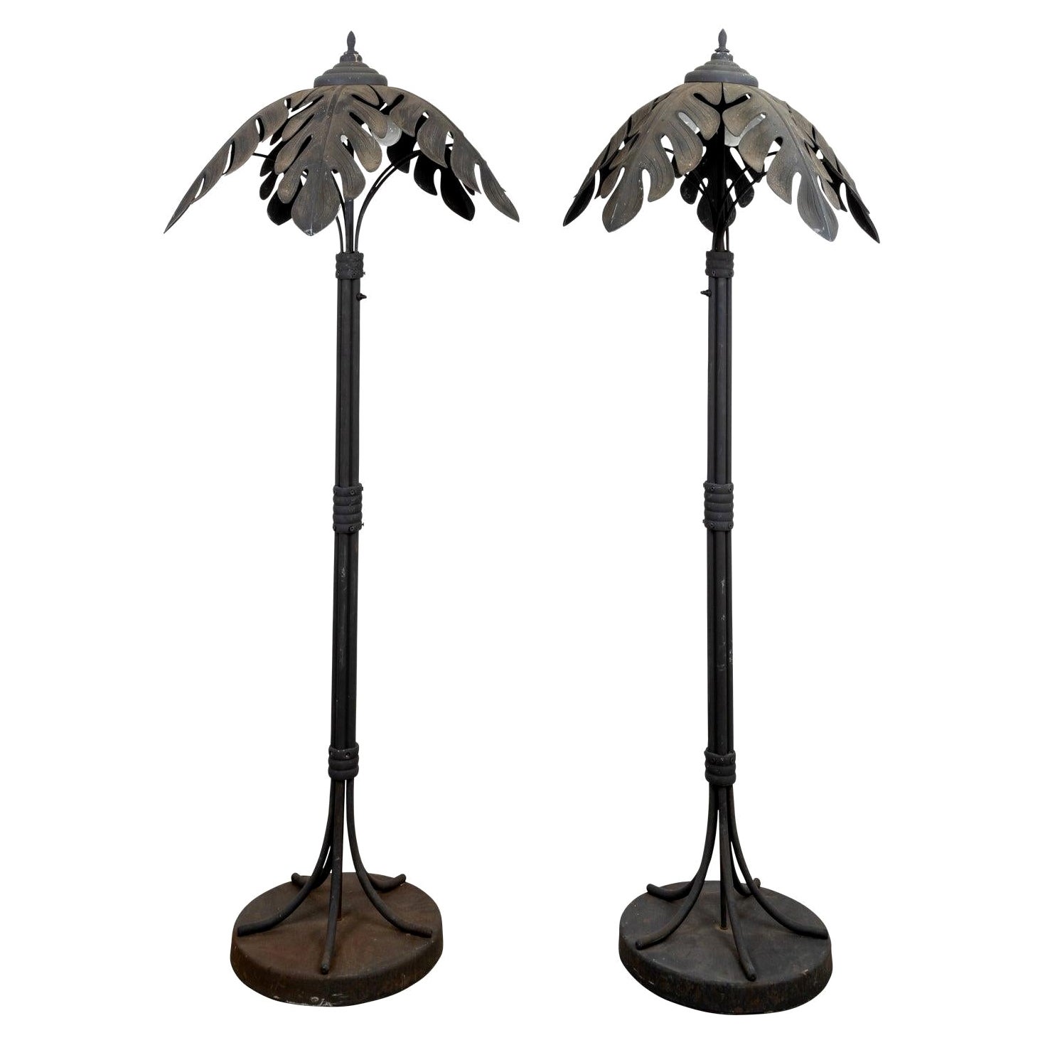 Pair Palm Tree Floor Lamps For Sale