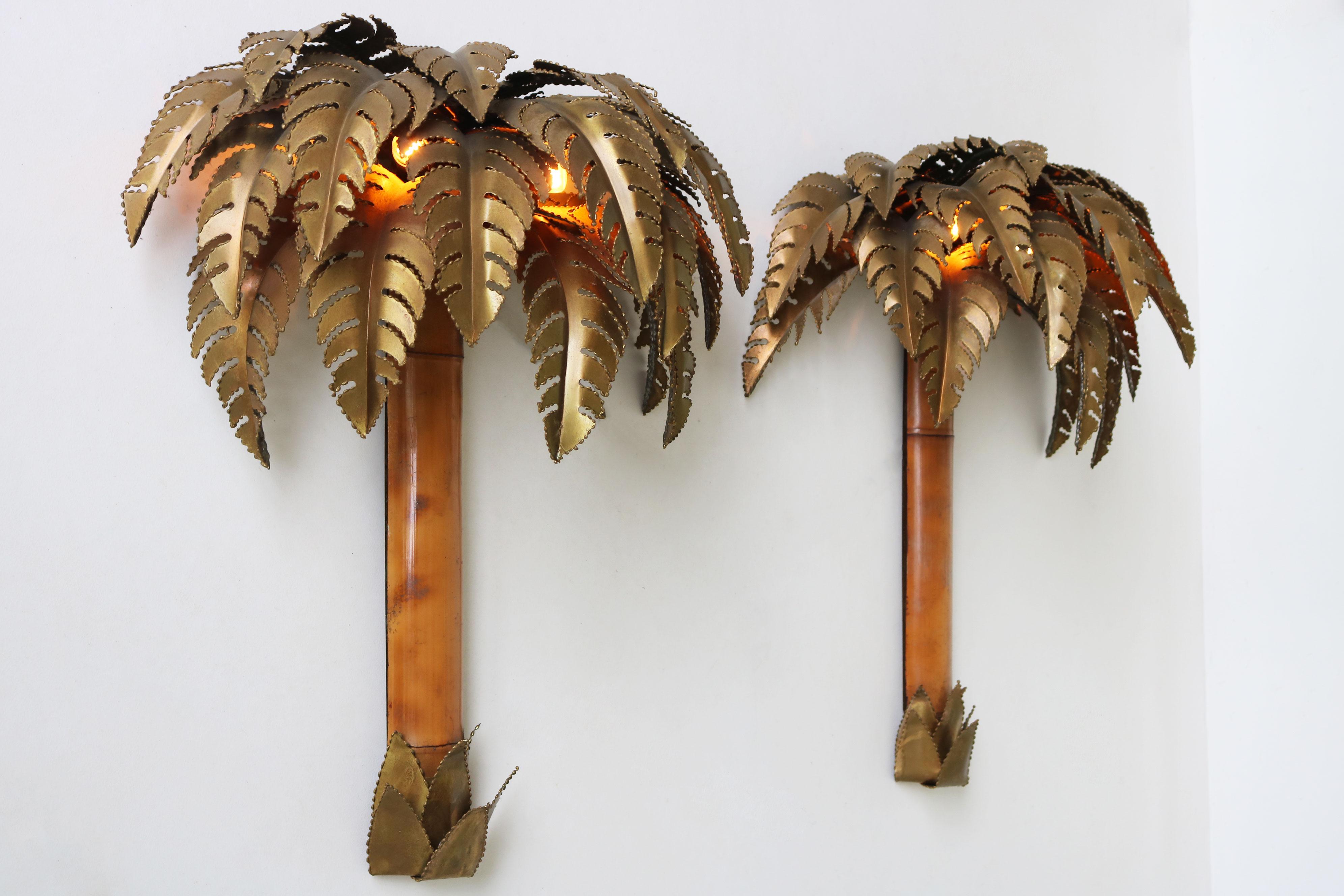 Ein Paar Palm Wandleuchten / Wandleuchter von Christian Techoueyres für Maison Jansen (Hollywood Regency) im Angebot