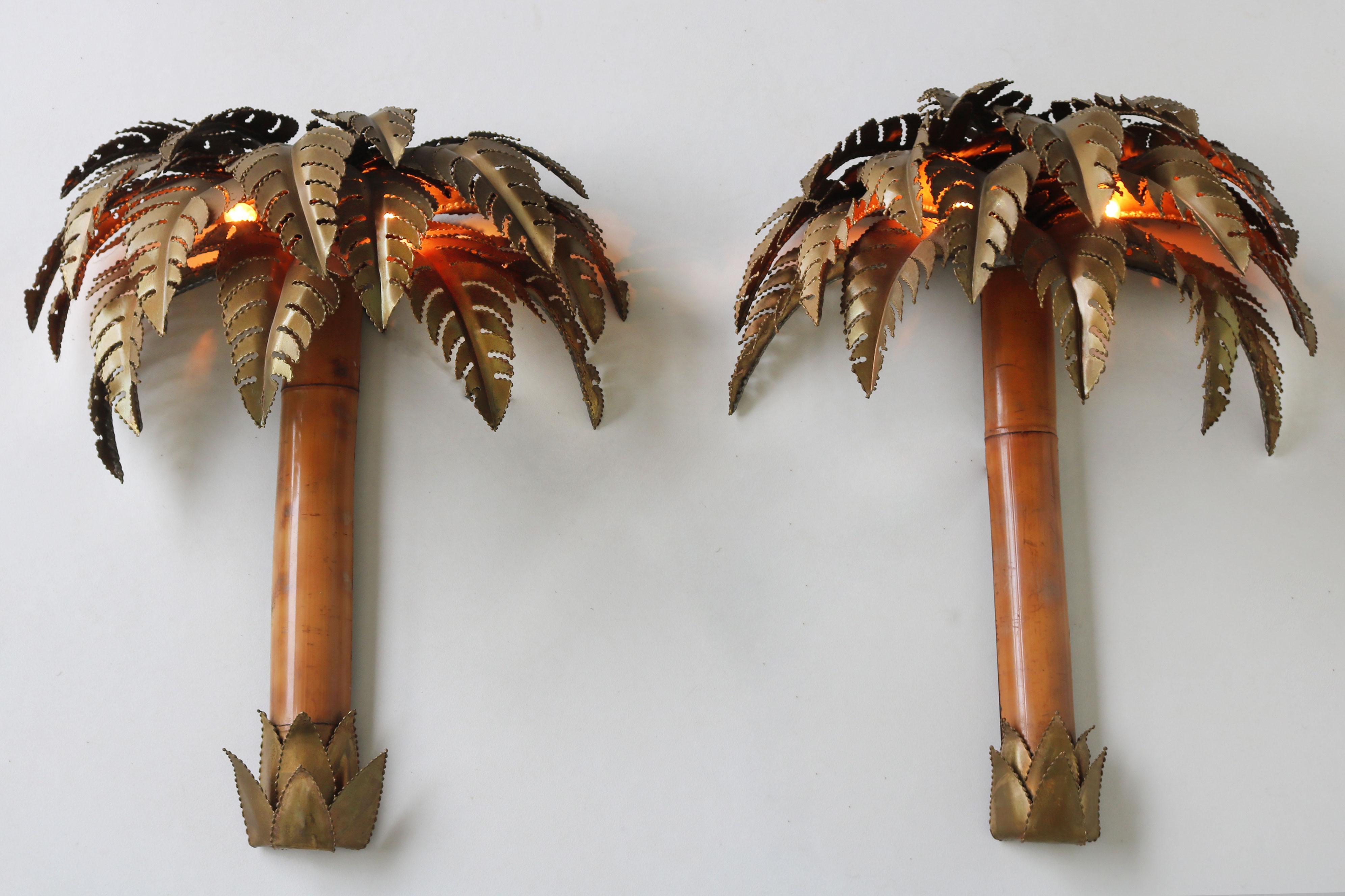 Ein Paar Palm Wandleuchten / Wandleuchter von Christian Techoueyres für Maison Jansen (Französisch) im Angebot
