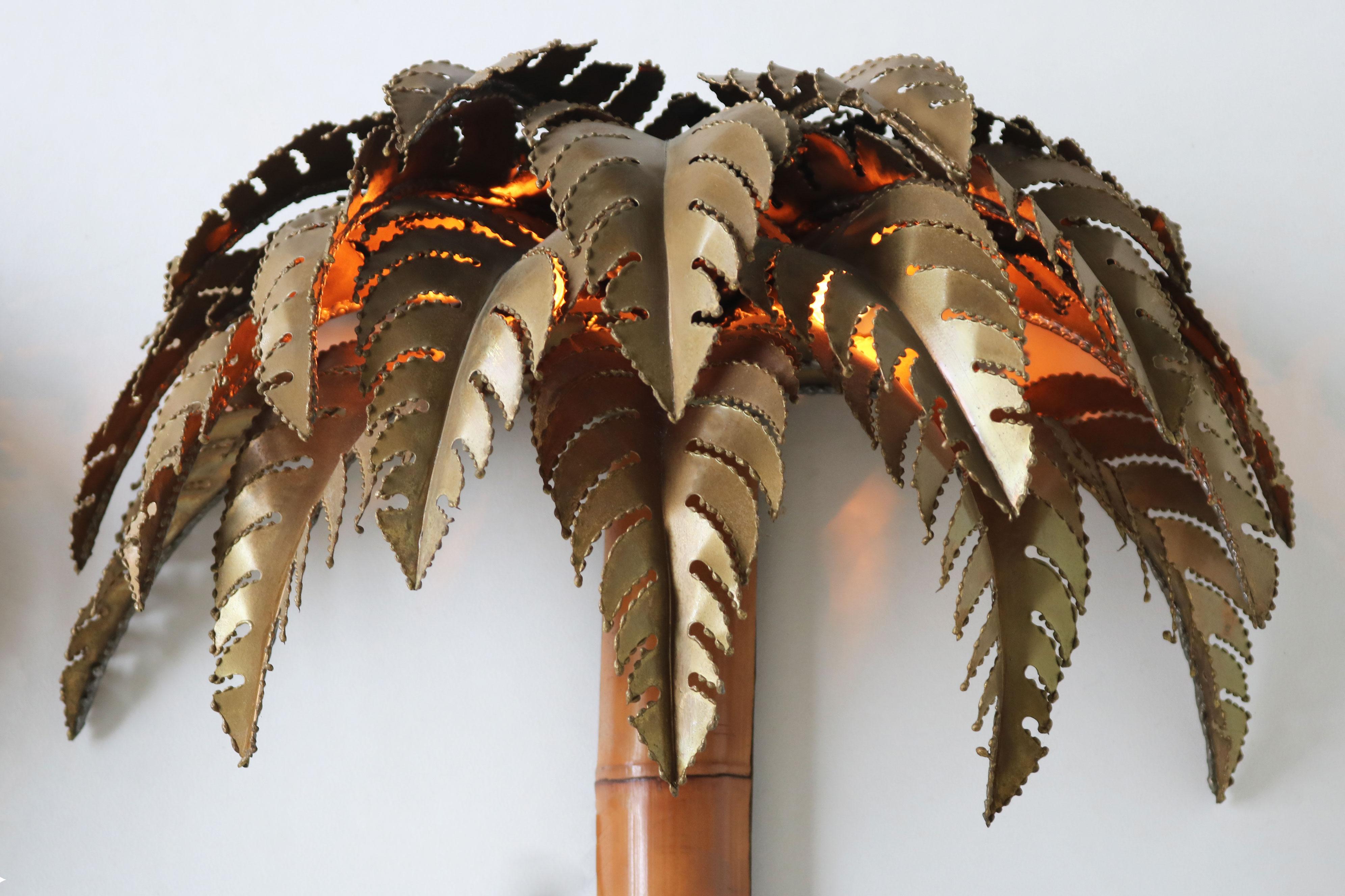 Ein Paar Palm Wandleuchten / Wandleuchter von Christian Techoueyres für Maison Jansen im Zustand „Gut“ im Angebot in Ijzendijke, NL