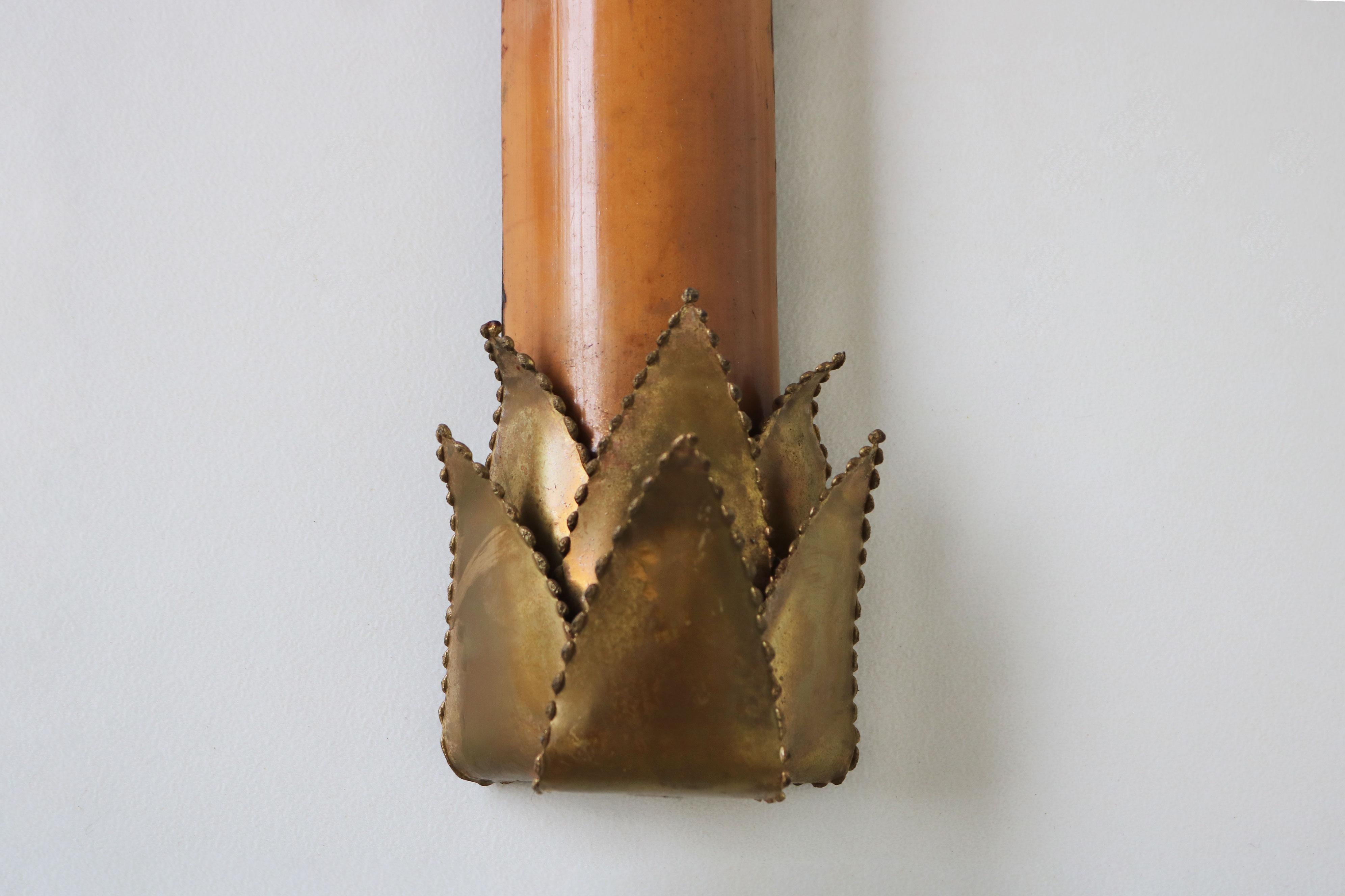 Ein Paar Palm Wandleuchten / Wandleuchter von Christian Techoueyres für Maison Jansen (Messing) im Angebot