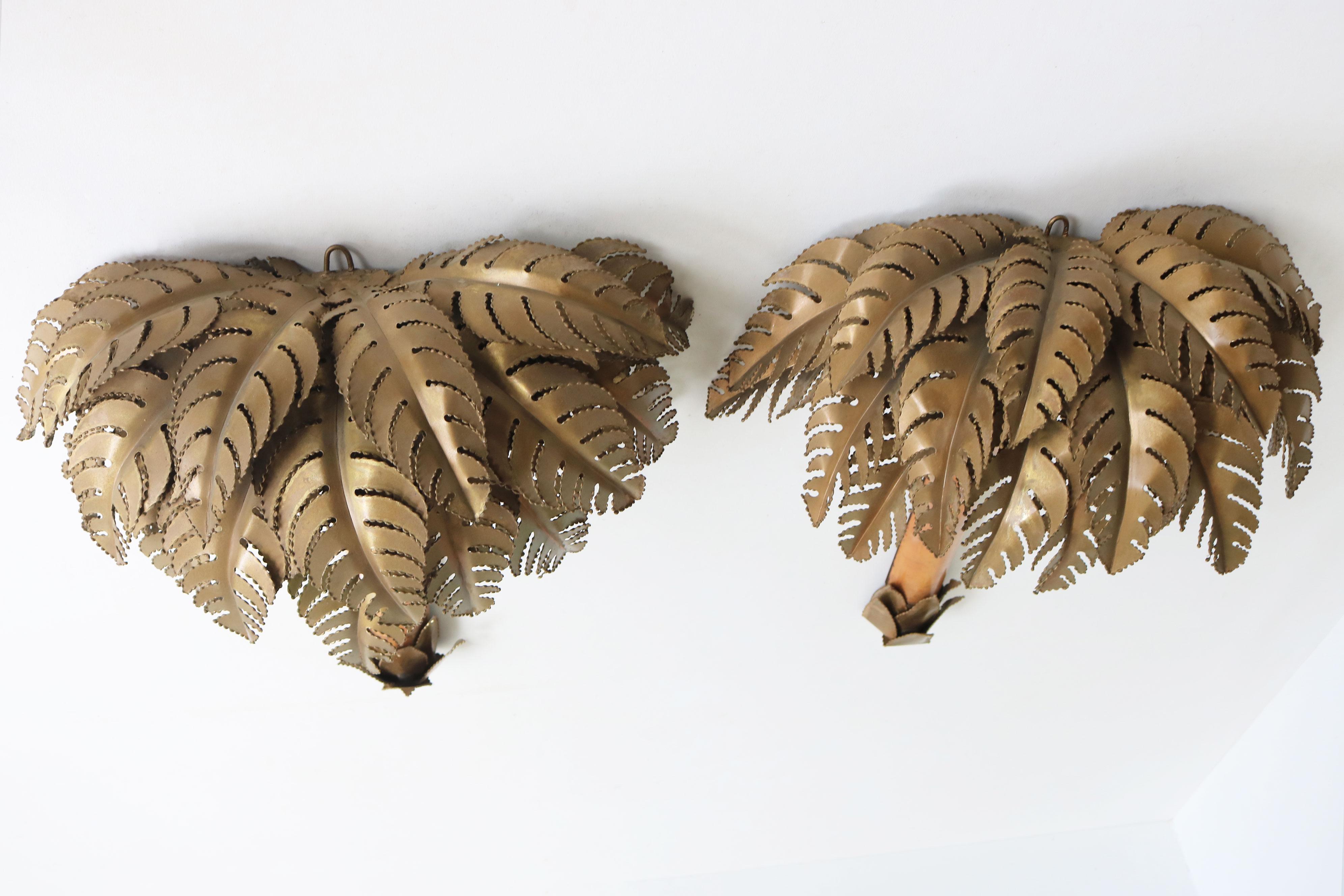 Ein Paar Palm Wandleuchten / Wandleuchter von Christian Techoueyres für Maison Jansen im Angebot 1