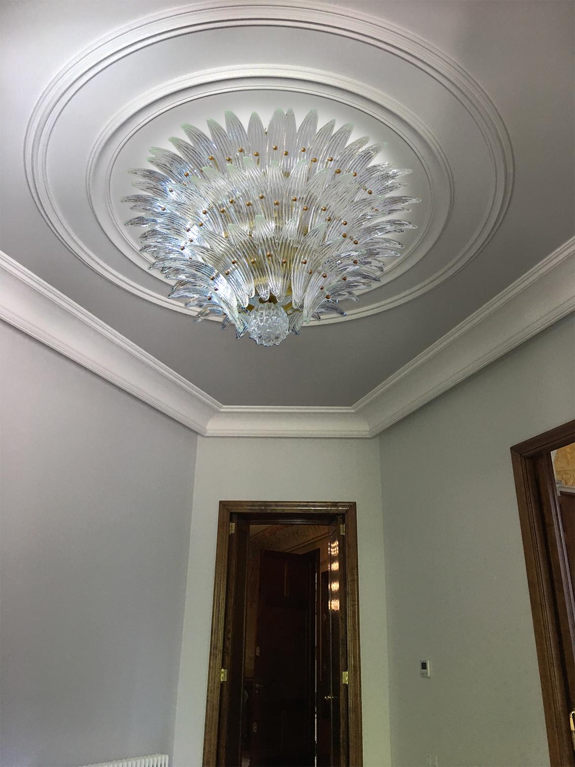 Pair of Palmette Chandeliers Barovier & Toso Style, Murano 8