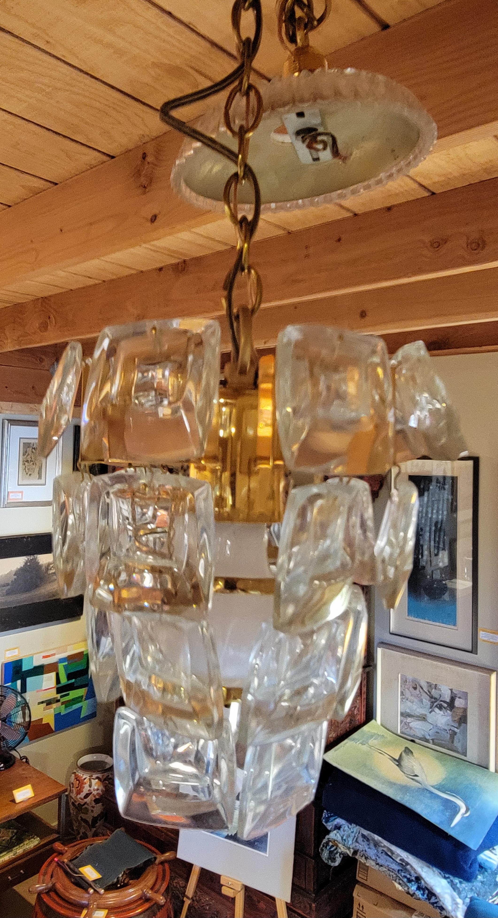 Brass Pair Palwa Pendant Lights Attributed to Gaetano Sciolari For Sale