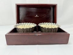 Pampaloni, Paar geriffelte Schalen aus Sterlingsilber in Original-Holzgehäuse