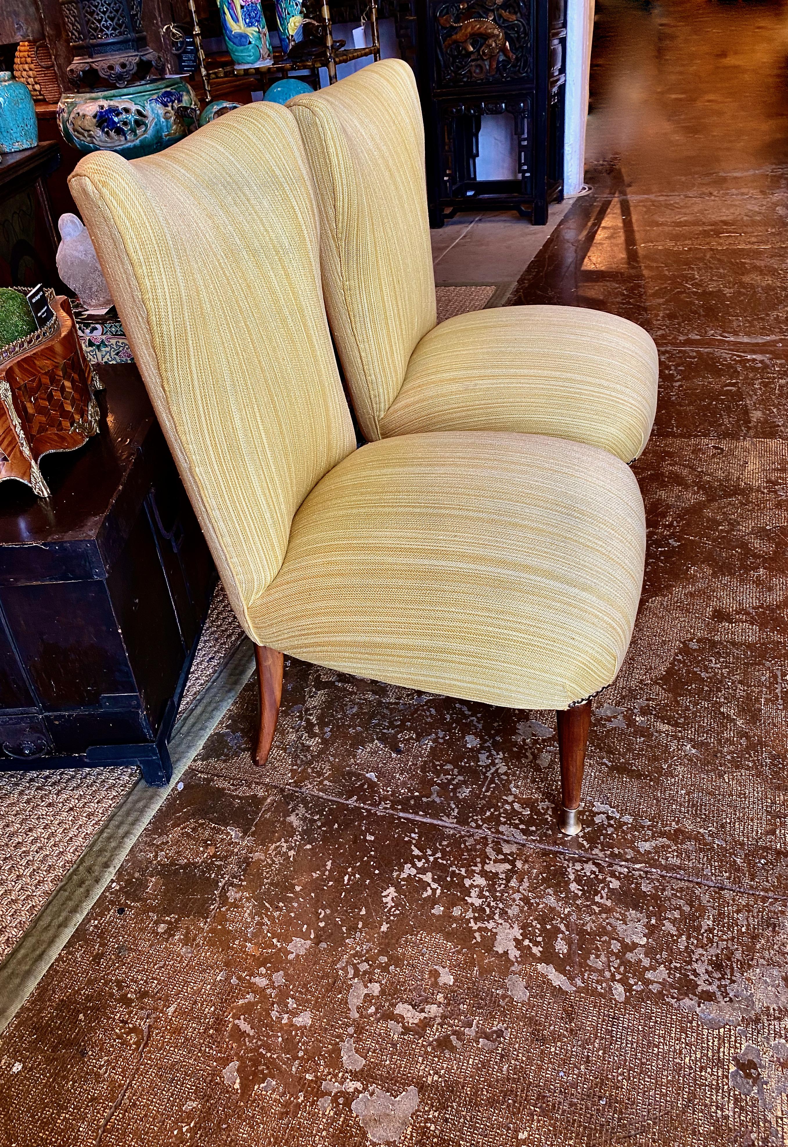 Mid-Century Modern Pair Paolo Buffa Attributed Slipper Chairs