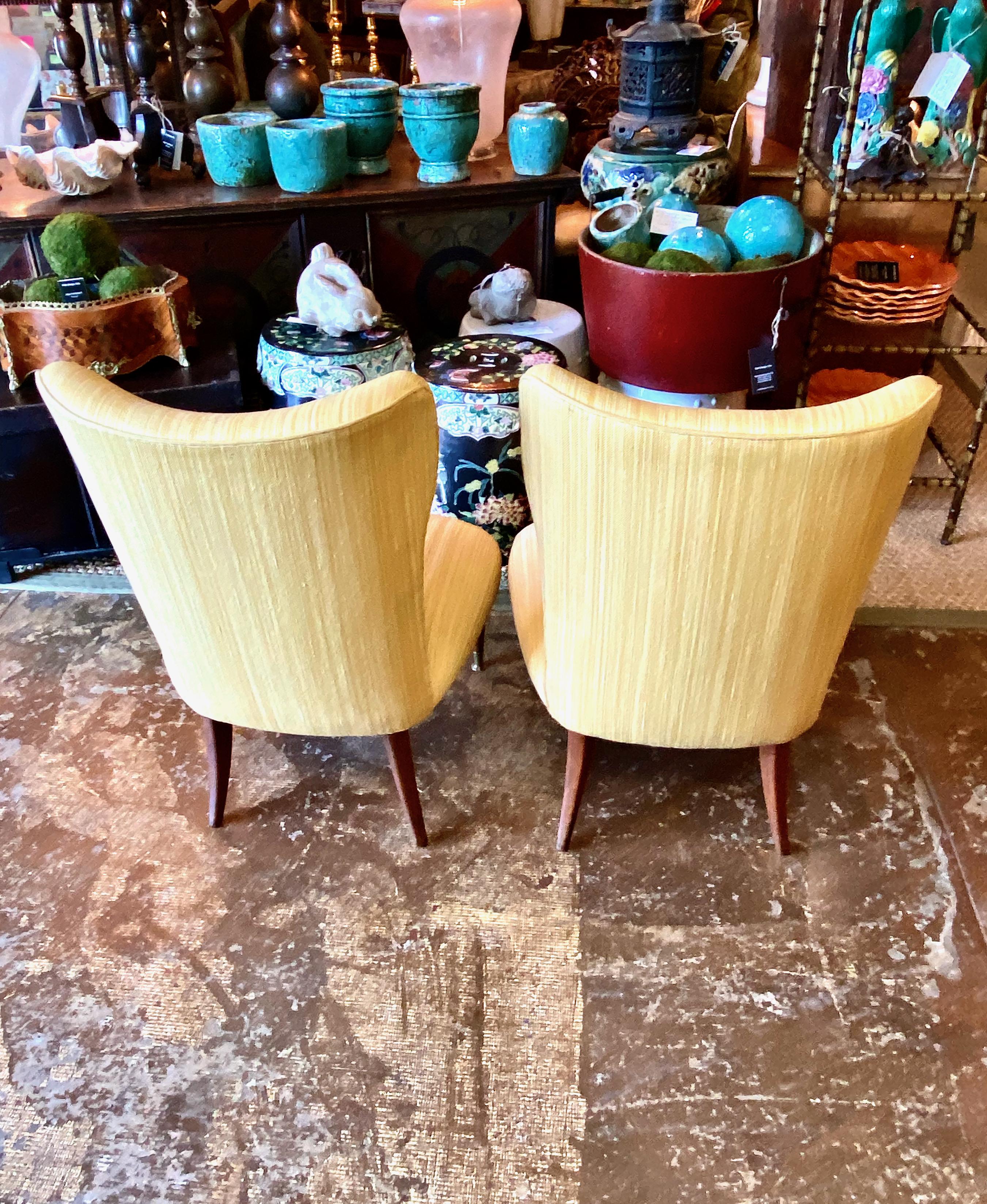 Pair Paolo Buffa Attributed Slipper Chairs In Good Condition In Pasadena, CA
