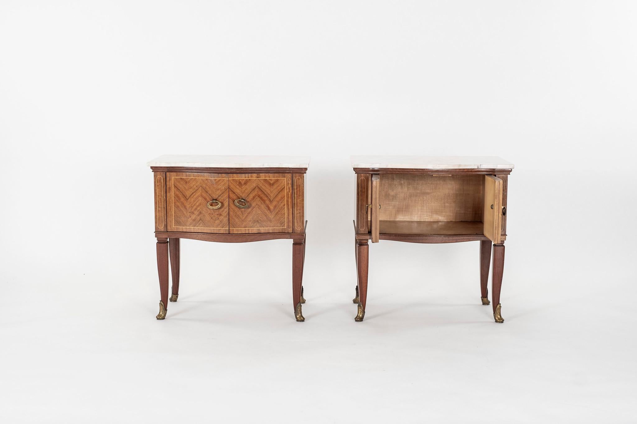 Marquetry Pair of Paolo Buffa Style Nightstands