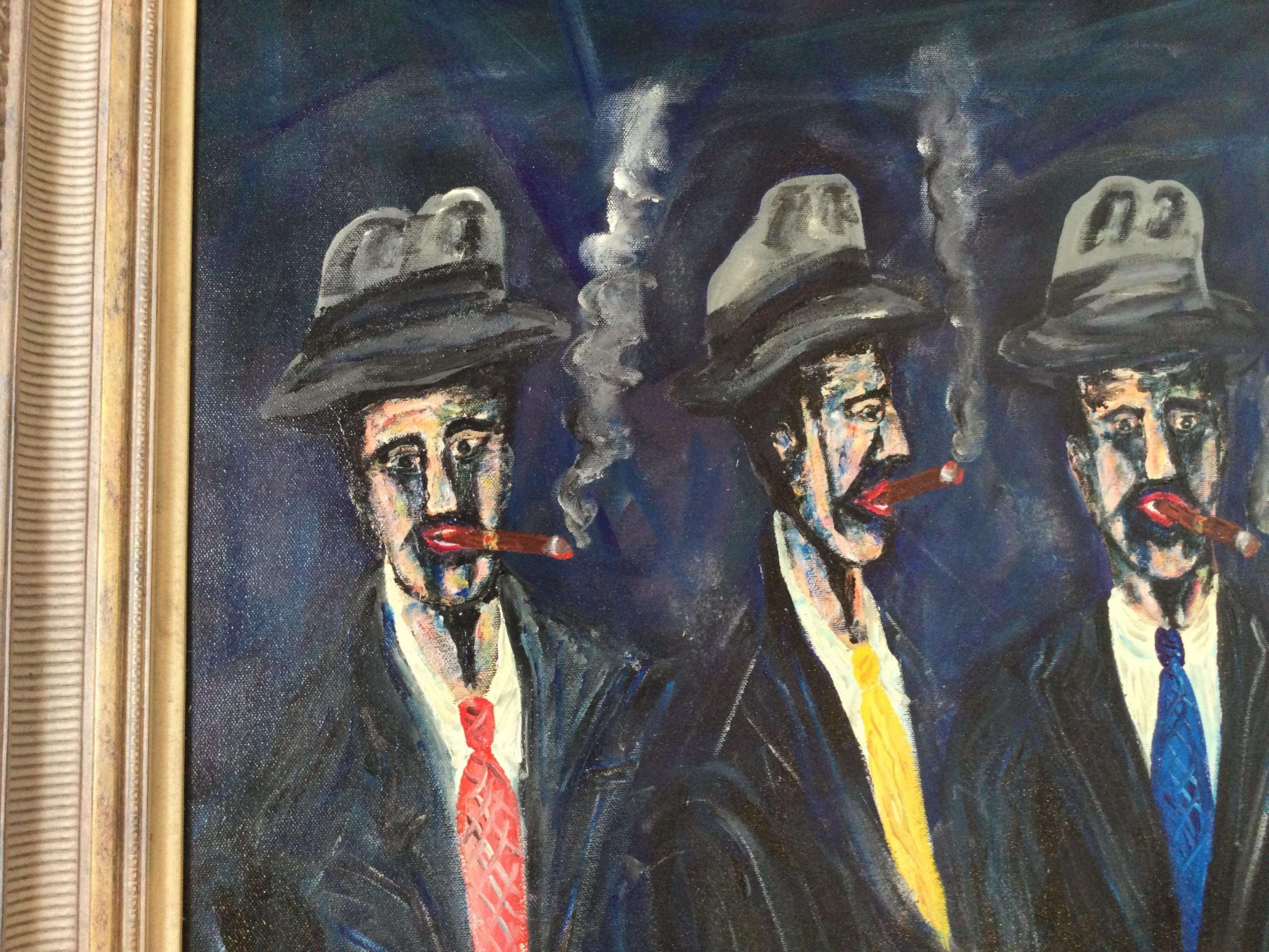 Cigar Friends, paire d'huiles sur toile de Paolo Corvino, signées en vente 9