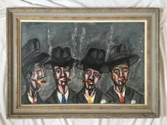 Pair Paolo Corvino Oils on Canvas "Cigar Friends" Signed