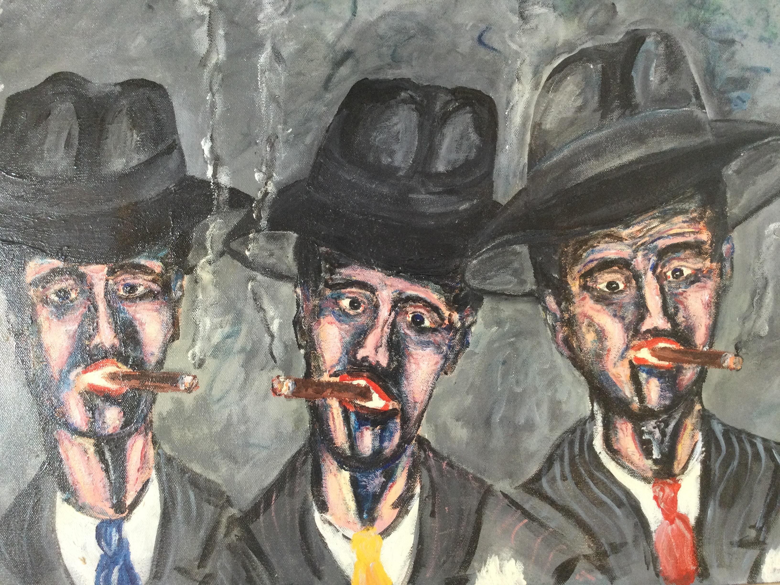 Cigar Friends, paire d'huiles sur toile de Paolo Corvino, signées en vente 1