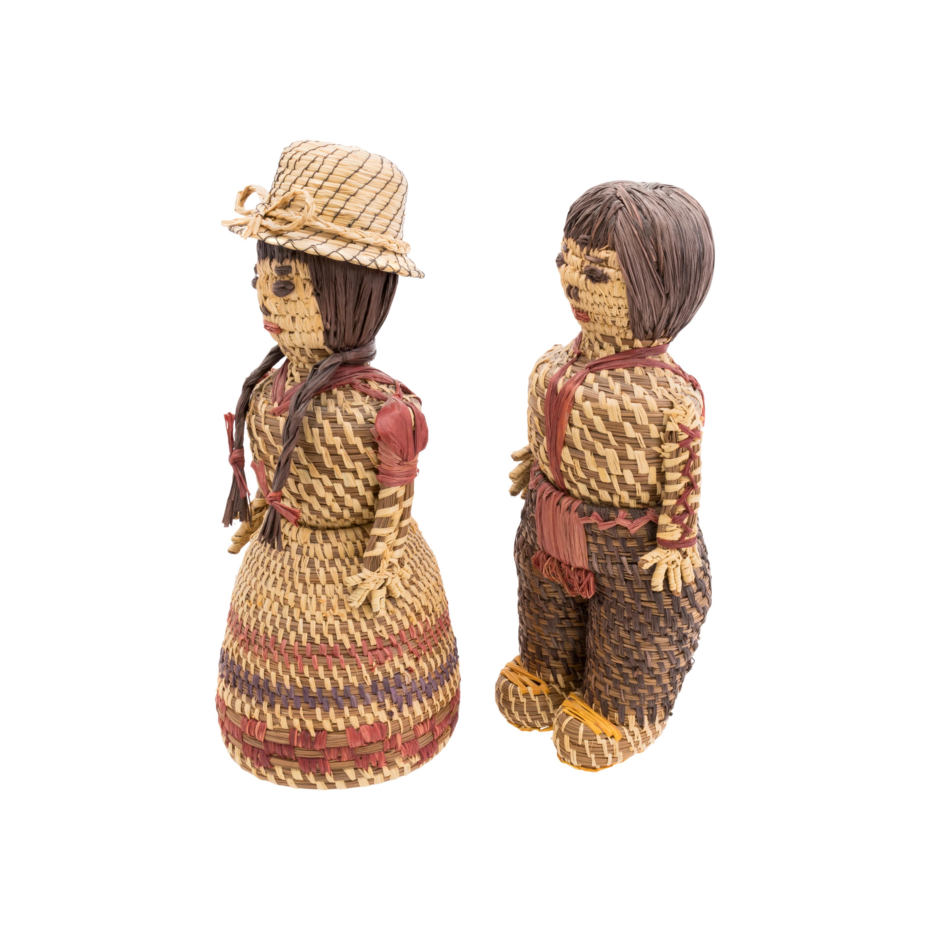 Americano Coppia di bambole Papago Basketry in vendita