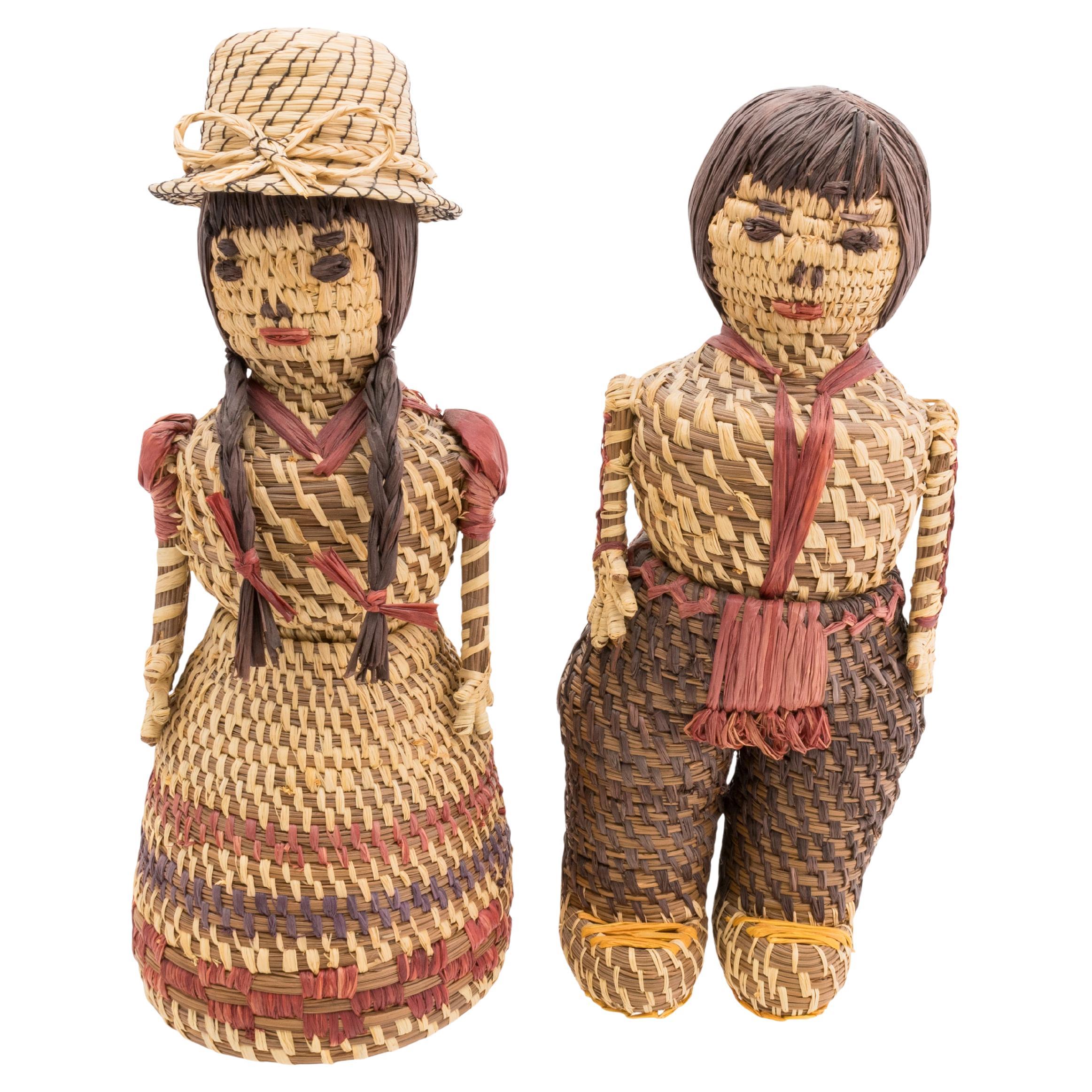 Pair Papago Basketry Dolls