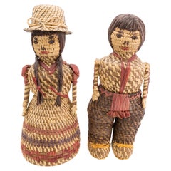 Pair Papago Basketry Dolls