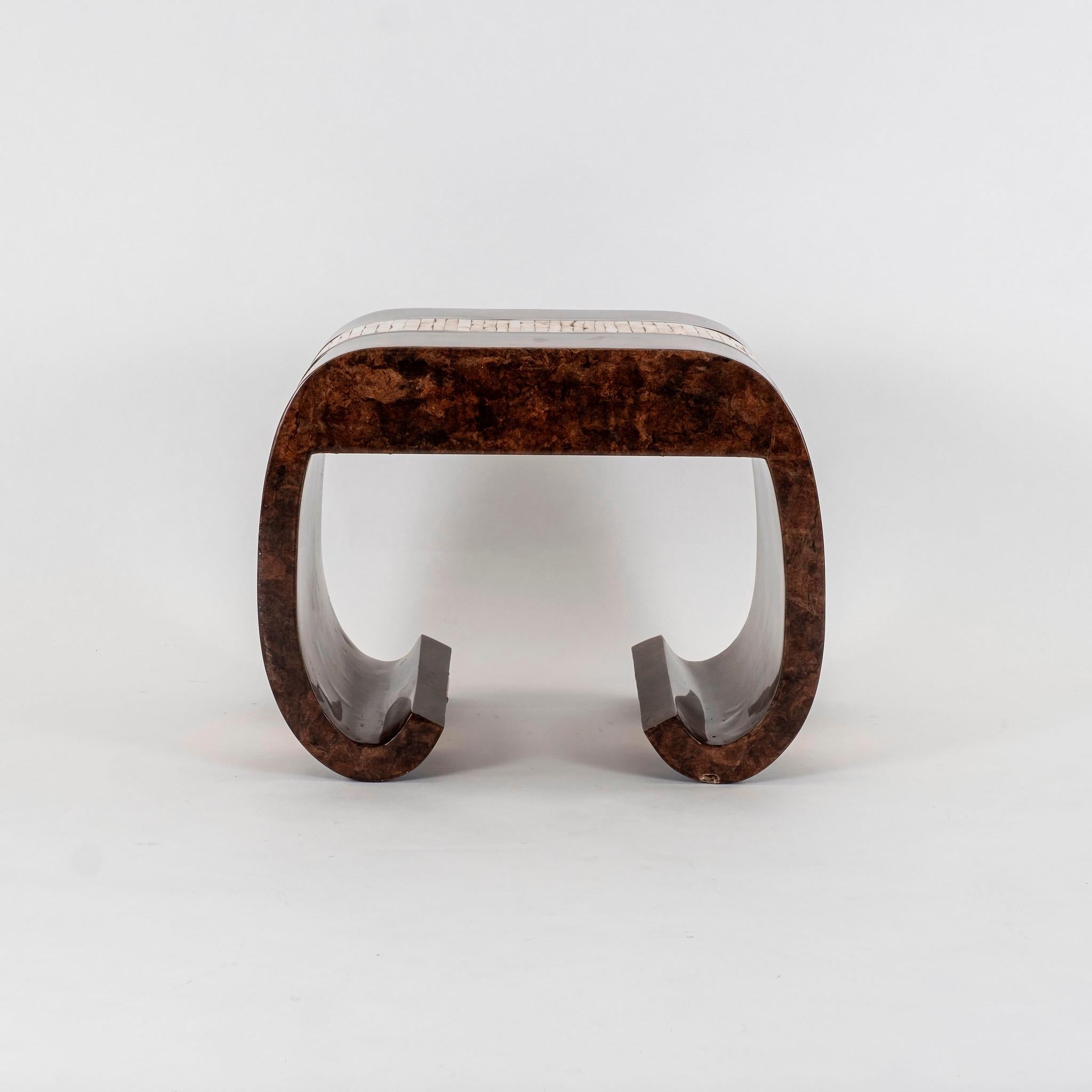 Pair Parchment and Tessellated Horn End Tables In Good Condition In Houston, TX