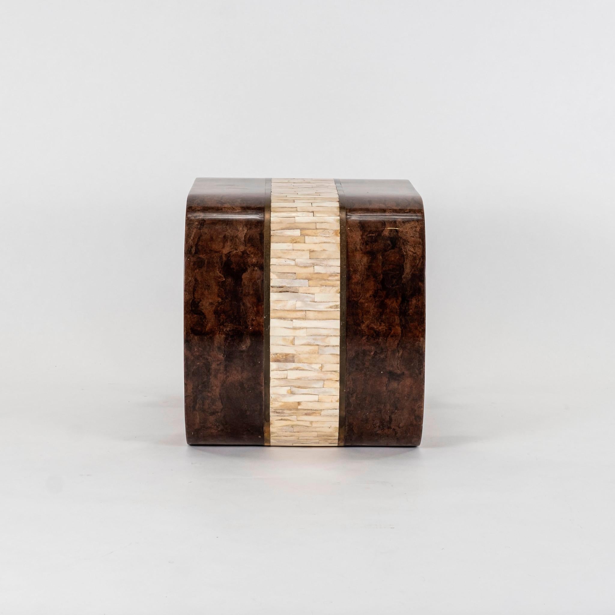 20th Century Pair Parchment and Tessellated Horn End Tables