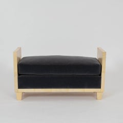 Pair Parchment Benches Attributed. Jean-Michel Frank