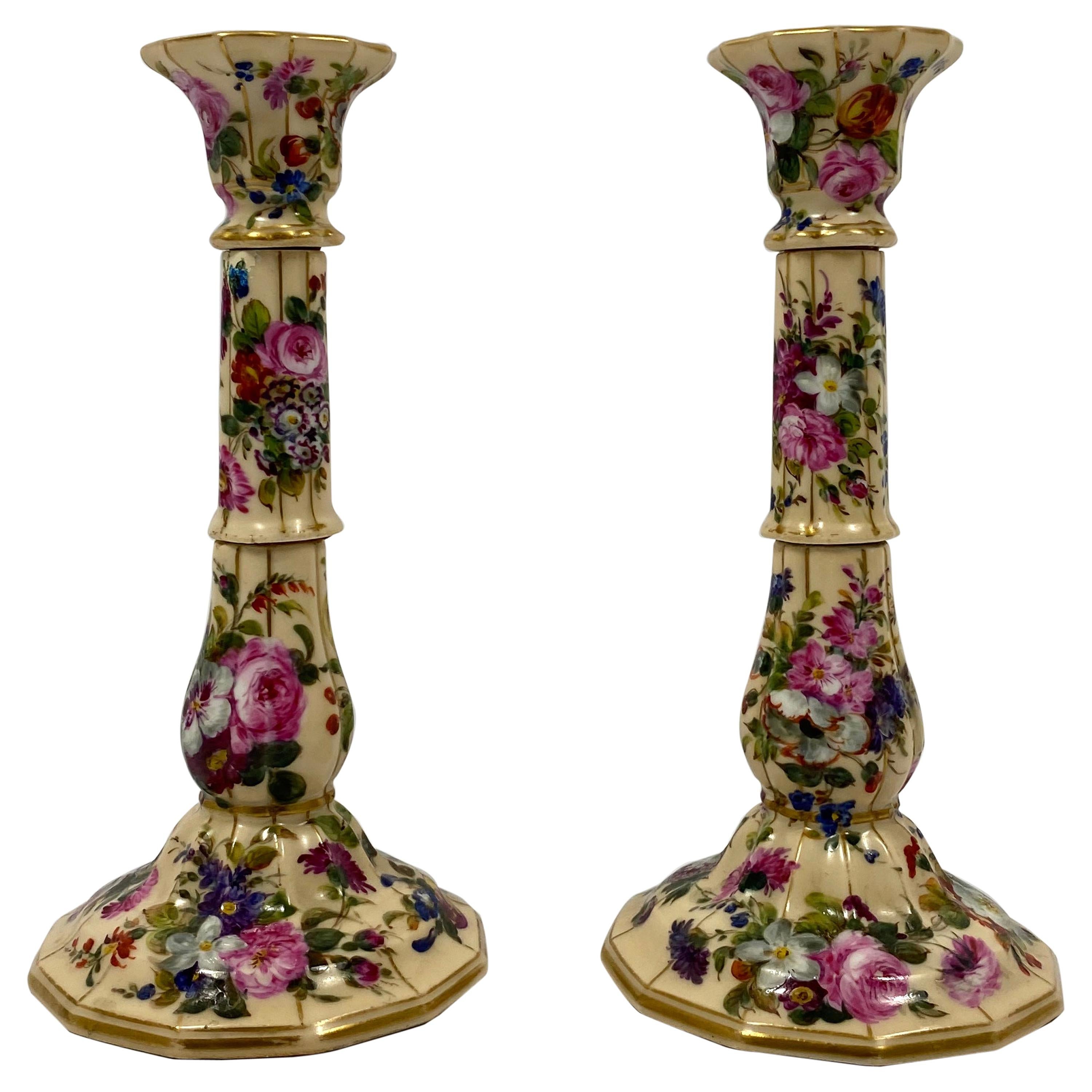 Pair of Paris Porcelain Candlesticks, Jacob Petit, circa 1840