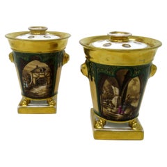 Paris Porcelain Gilt Bough Pots Pourri Vases by Darte Frères Palais Royal, Pair