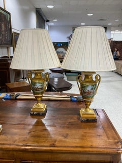 Pair Paris porcelain lamps
