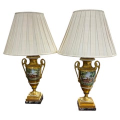 Pair Paris porcelain lamps