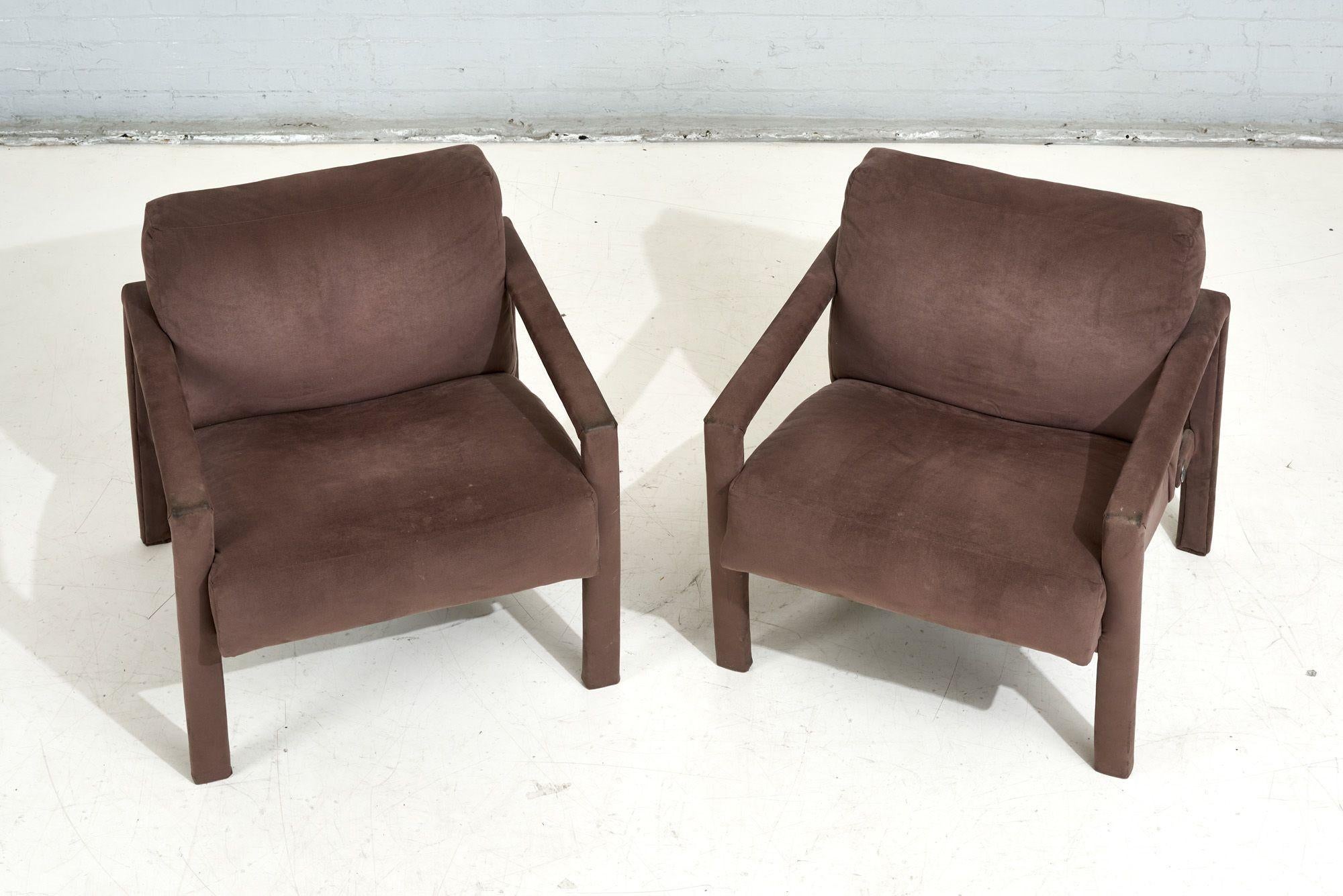 American Pair Parsons Lounge Chairs, 1980 For Sale