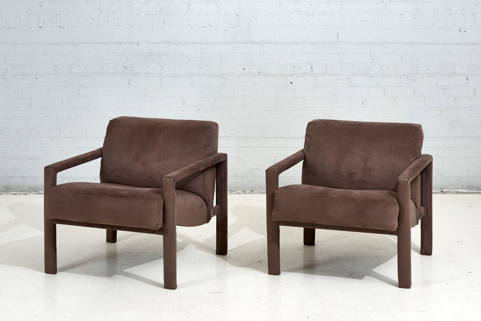 Pair Parsons Lounge Chairs, 1980 In Good Condition For Sale In Chicago, IL