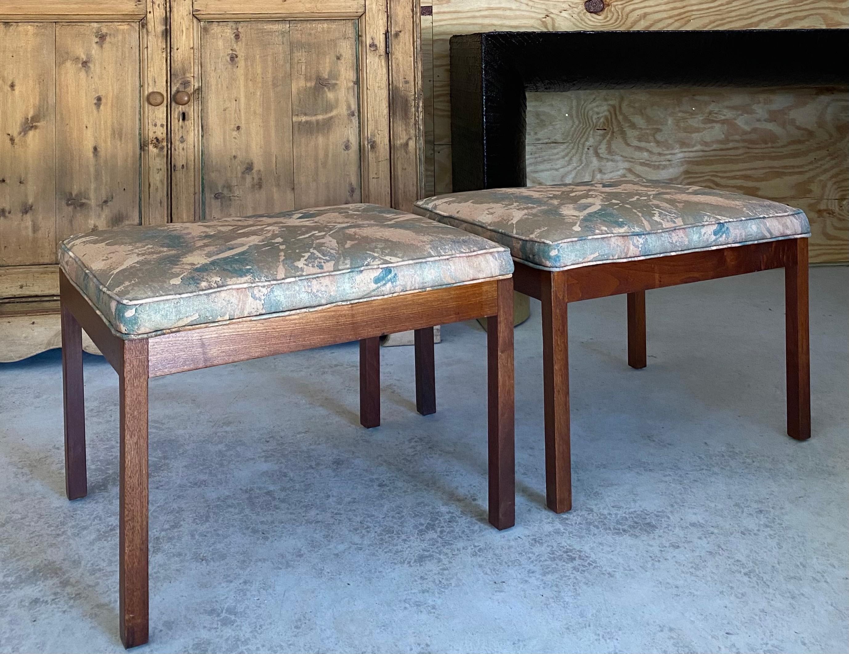 Hand-Crafted Harvey Probber-Style Pair Parsons Stools / Benches For Sale