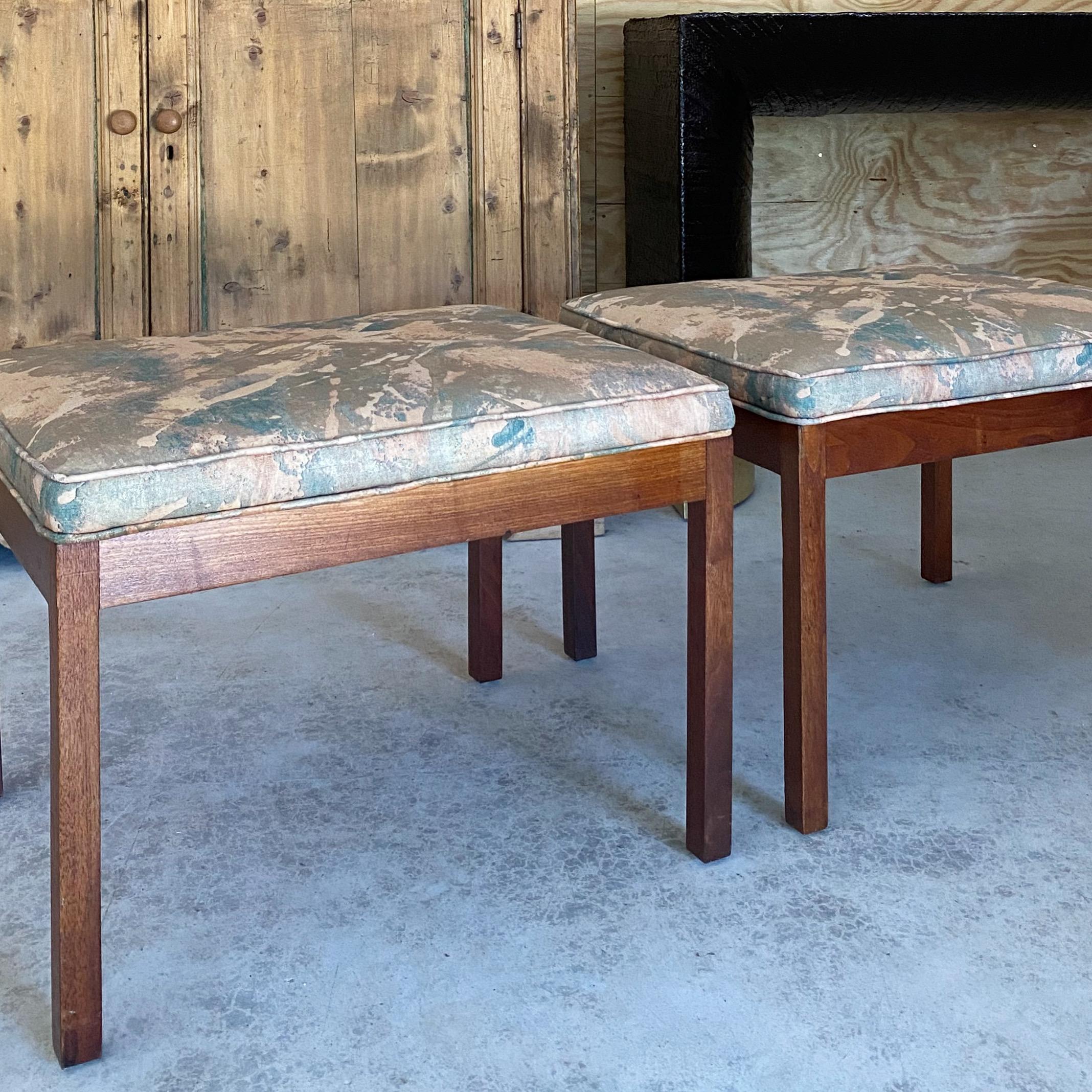 Harvey Probber-Style Pair Parsons Stools / Benches In Good Condition For Sale In Round Top, TX