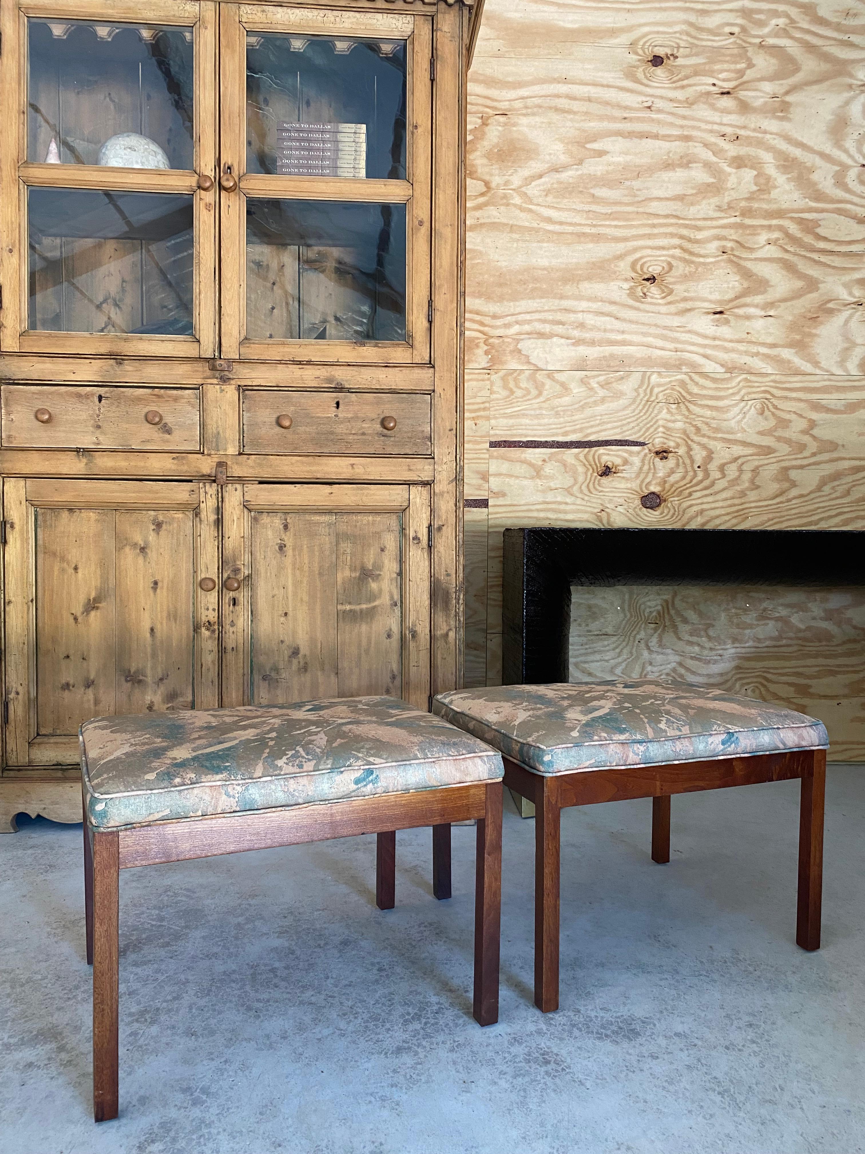 Upholstery Harvey Probber-Style Pair Parsons Stools / Benches For Sale