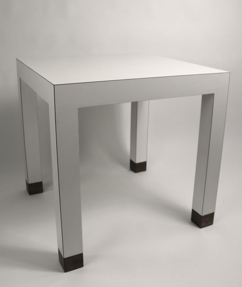Pair of Parsons Tables in White Formica with Brass Feet 8