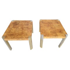 Pair Patchwork Side Tables Attributed to Milo Baughman