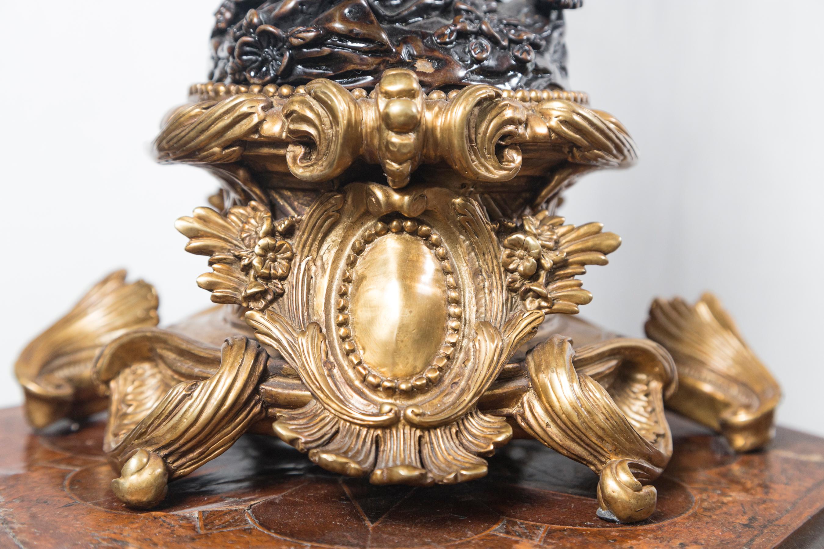 Pair Patinated and Gilt Bronze Putti Candlesticks For Sale 3