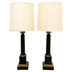 Pair Patinated Bronze Table Lamps