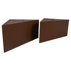 Pair Paul Evans Style Triangle Side Pedestal Coffee Tables