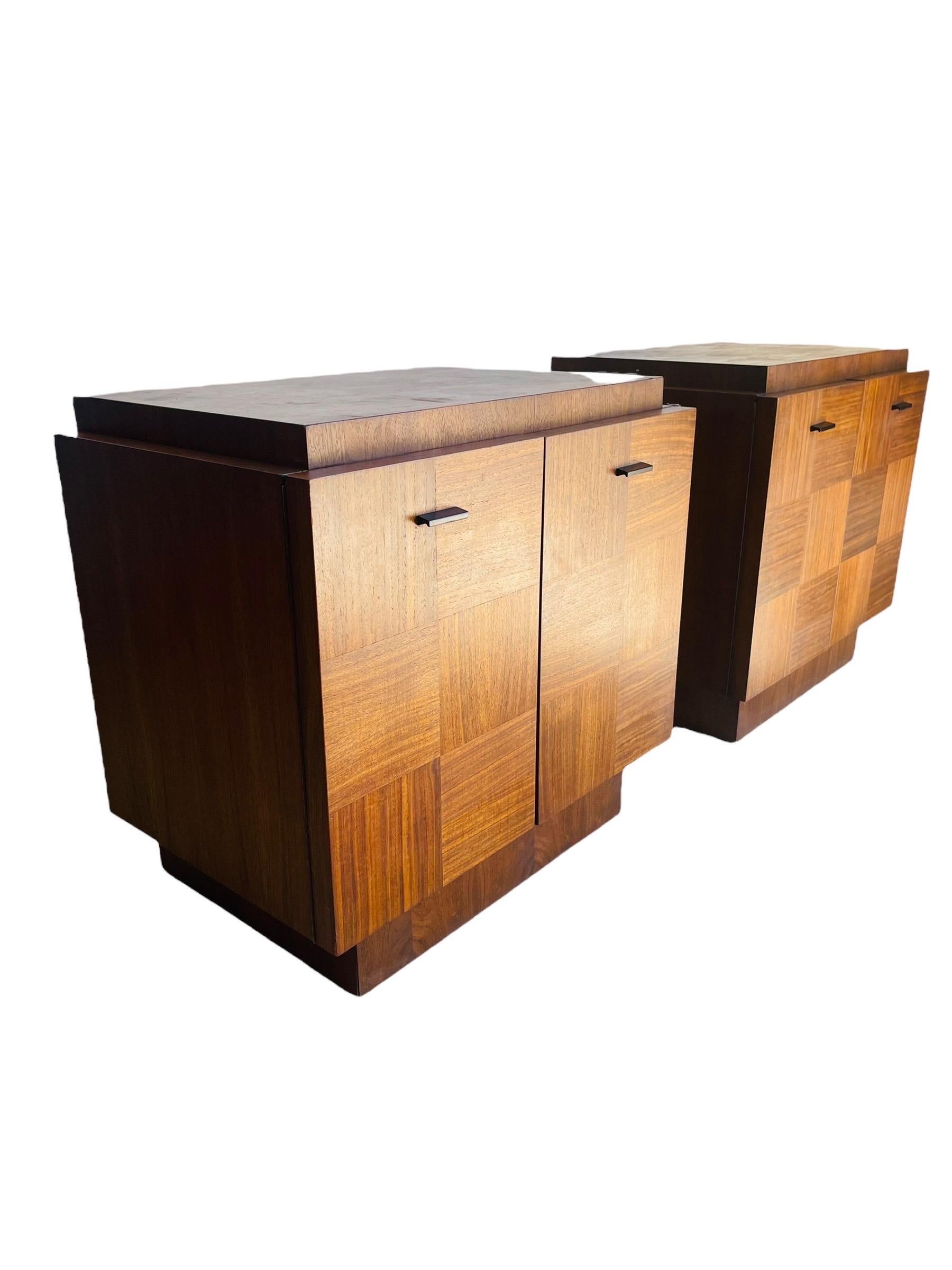 Mid-Century Modern Pair Paul Evens Style Nightstands by Tobago Furniture