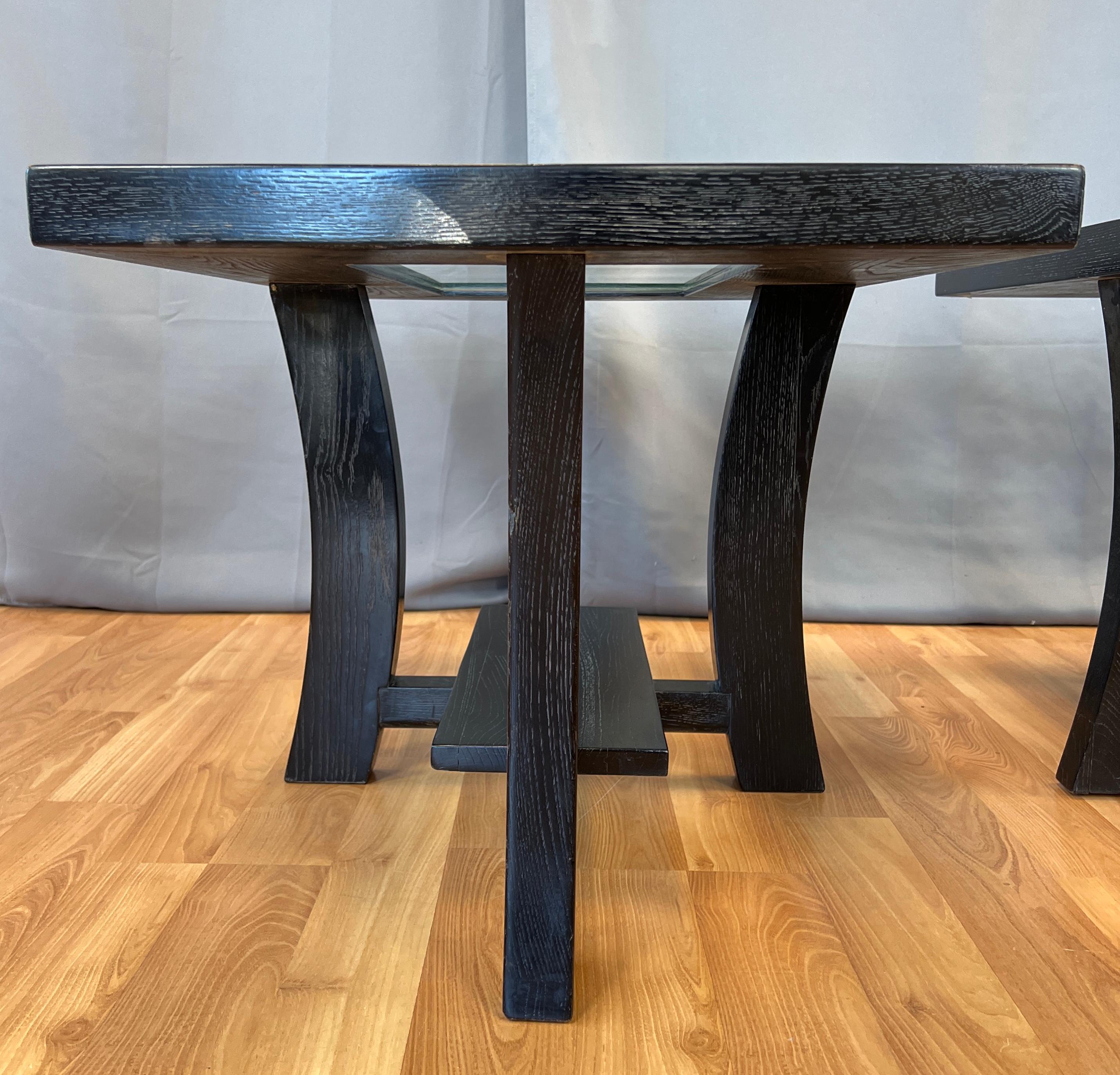 Pair Paul Frankl Ebonized Oak Side Tables For Brown Saltman For Sale 4