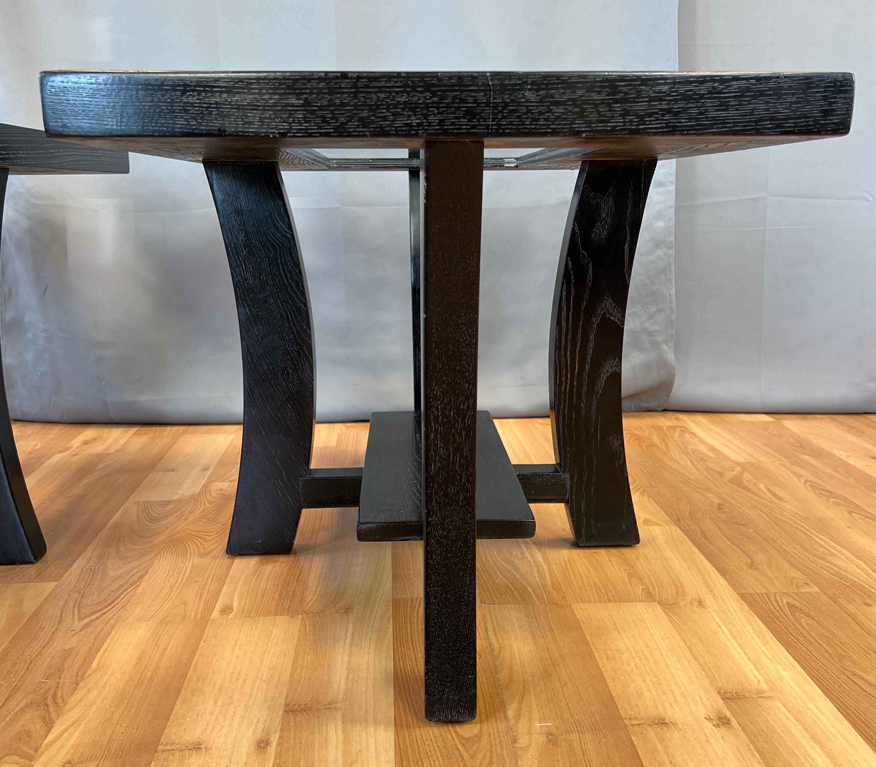 Pair Paul Frankl Ebonized Oak Side Tables For Brown Saltman For Sale 6