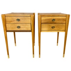 Vintage Pair Paul Frankl for Brown Saltman Blonde Mahogany Sleek Leg End Tables